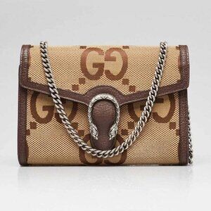 Gucci Beige/Ebony Jumbo GG Canvas Mini Dionysus Wallet-On-Chain Bag
